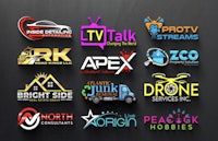 a variety of different logos on a black background