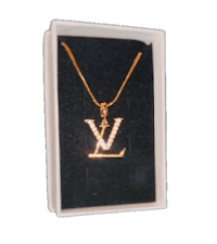 louis vuitton v necklace in a white box